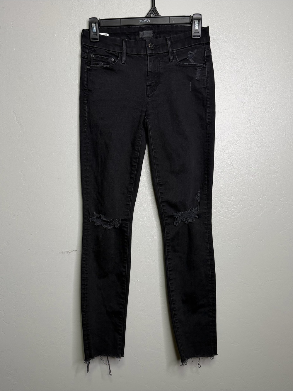 Mother Women’s Raw Hem Distressed Looker Ankle Fray In Guilty As Sin Sz 25
